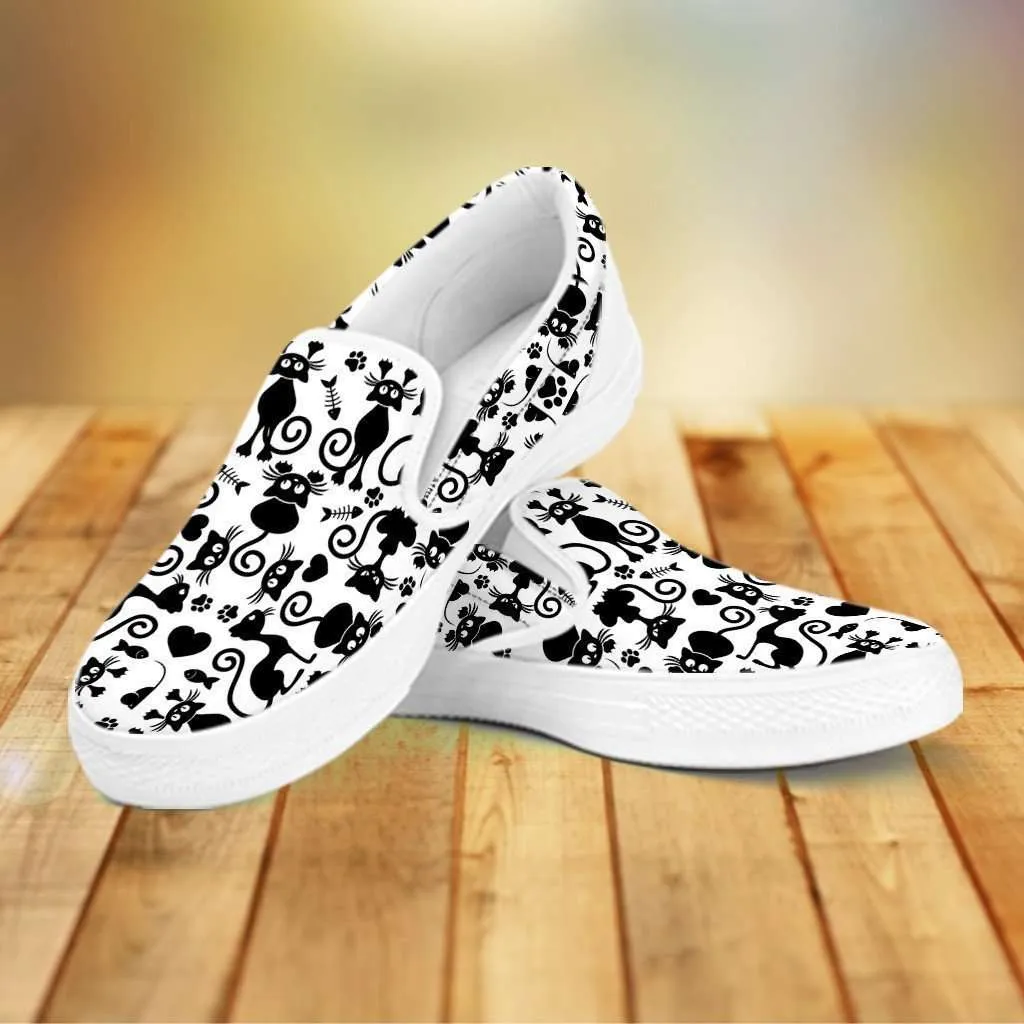 Cats White Slip-on Shoes