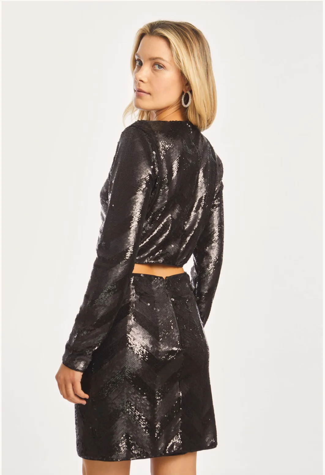 Cayo Gunmetal Chevron Sequin Skirt