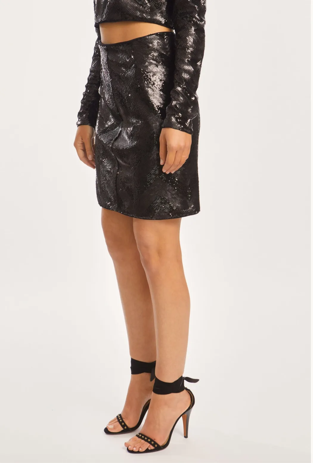 Cayo Gunmetal Chevron Sequin Skirt
