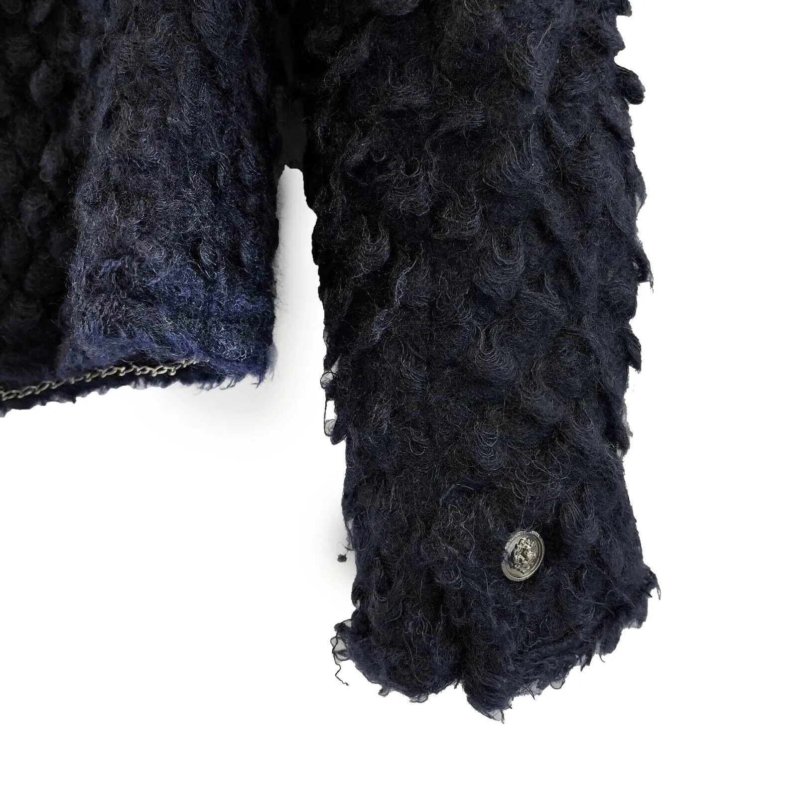 CHANEL- 08A Boucle Textured Mohair Jacket - Navy - 4 Pocket - FR 38 US 6
