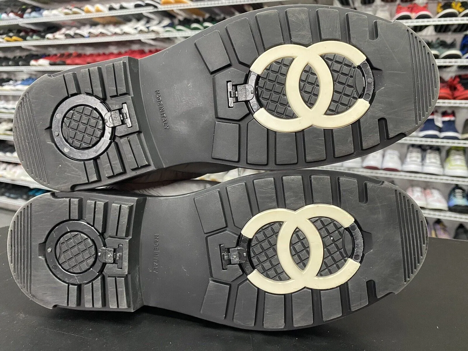 Chanel Ski Boot Walking Boot Grey Polyester Women's Size EU 40.5 US 10.5