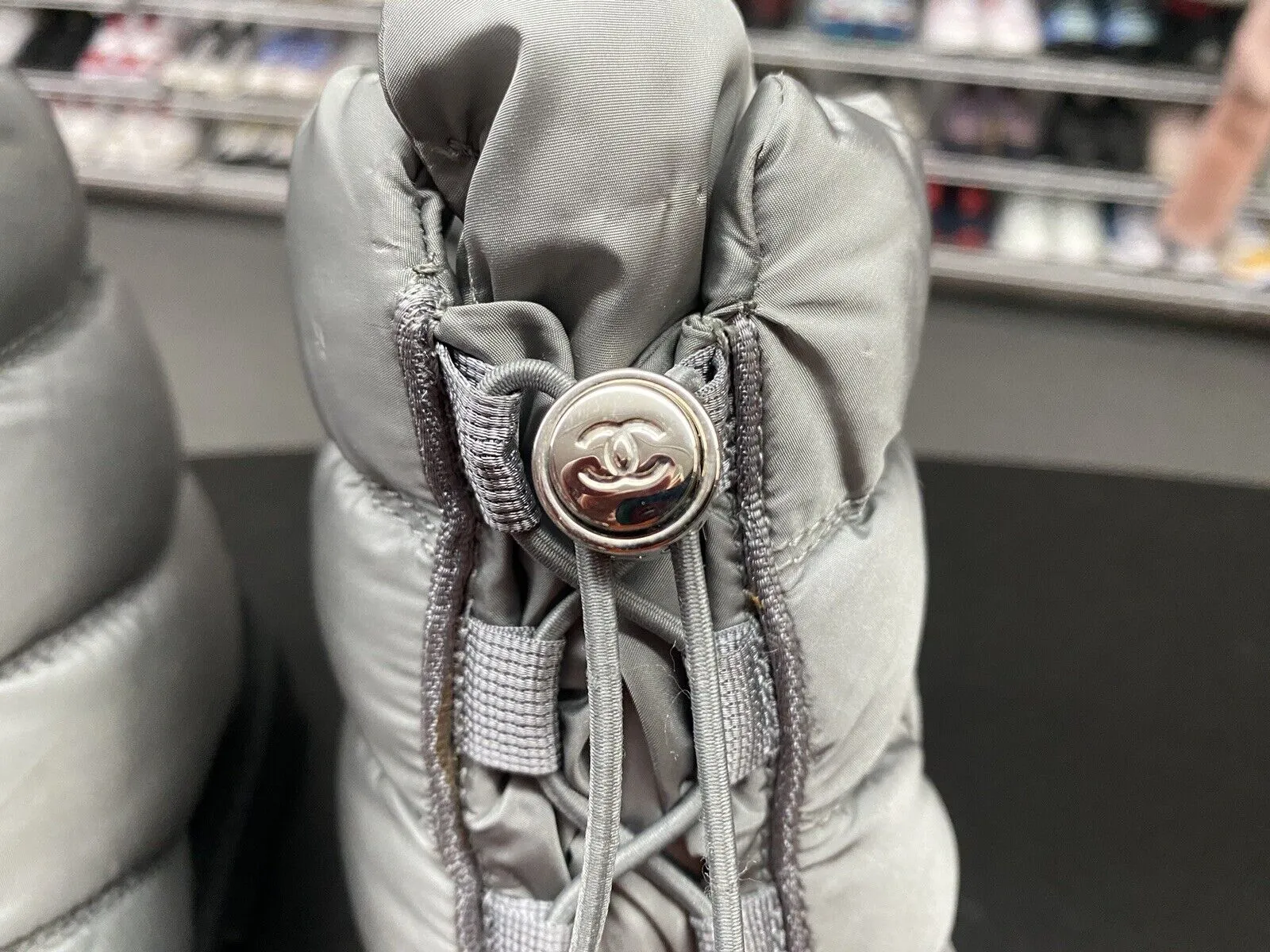 Chanel Ski Boot Walking Boot Grey Polyester Women's Size EU 40.5 US 10.5