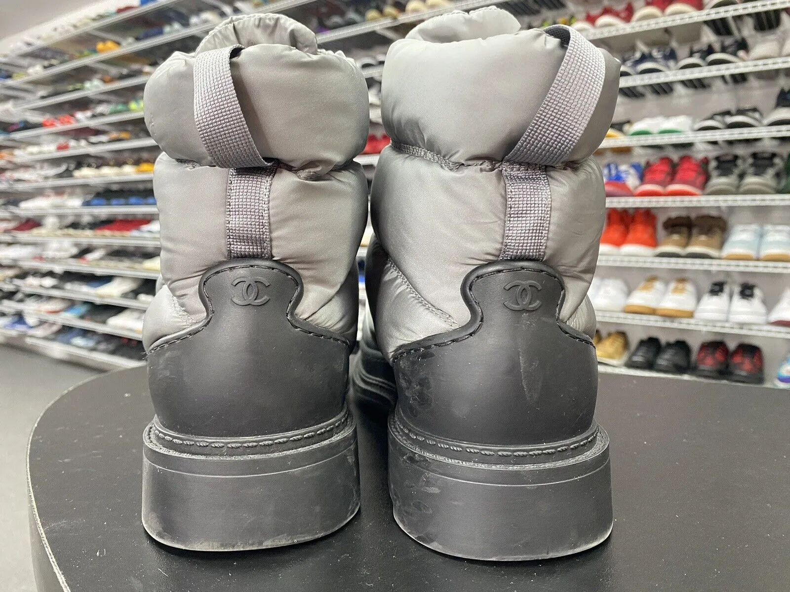Chanel Ski Boot Walking Boot Grey Polyester Women's Size EU 40.5 US 10.5