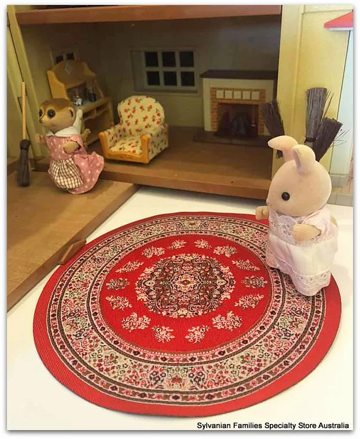 Circle Turkish Rug - Red- 19cm diameter