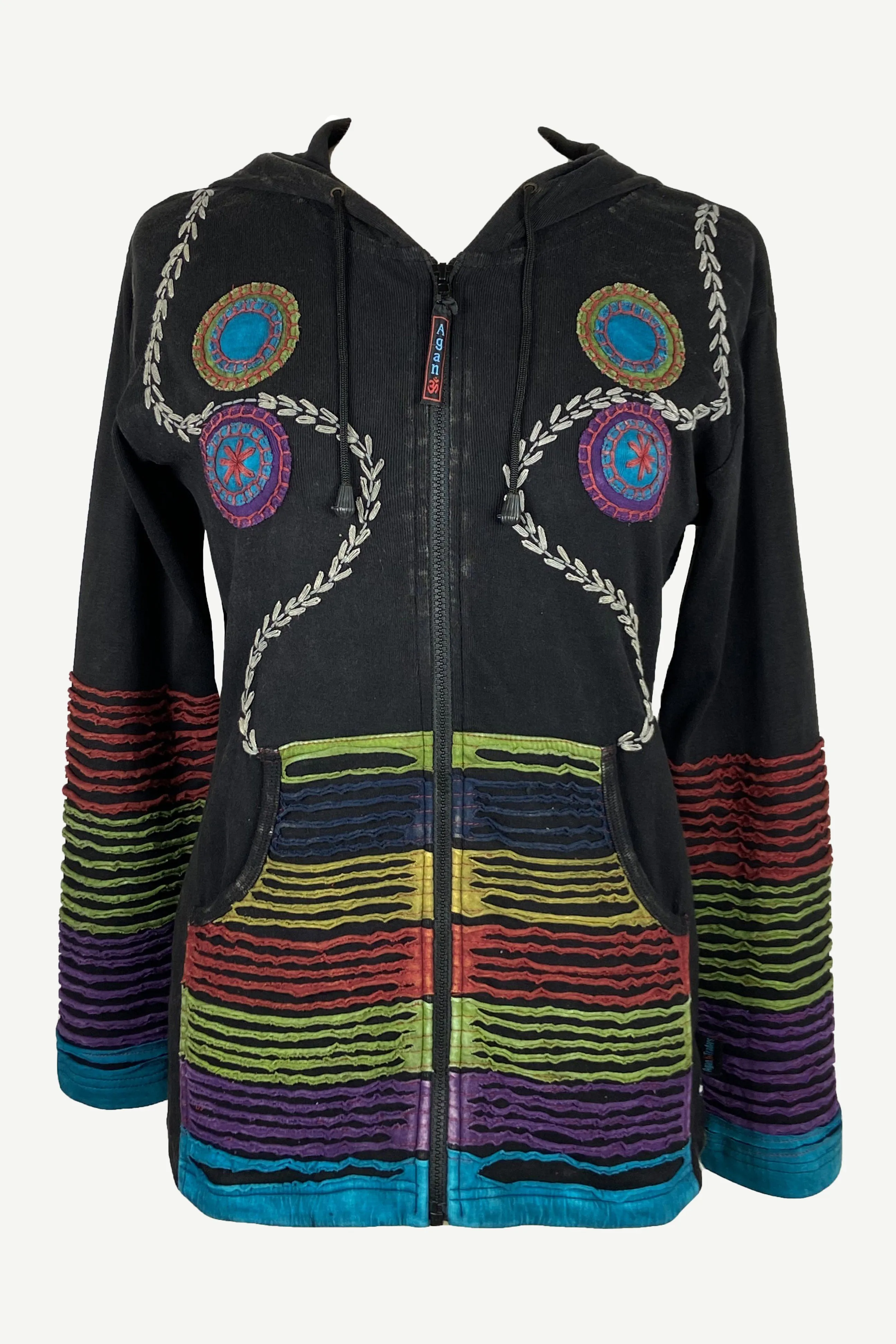 CJKT 31 Distressed Denim Distressed Bohemian Hoodie Jacket