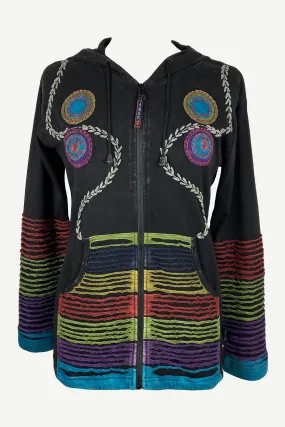 CJKT 31 Distressed Denim Distressed Bohemian Hoodie Jacket