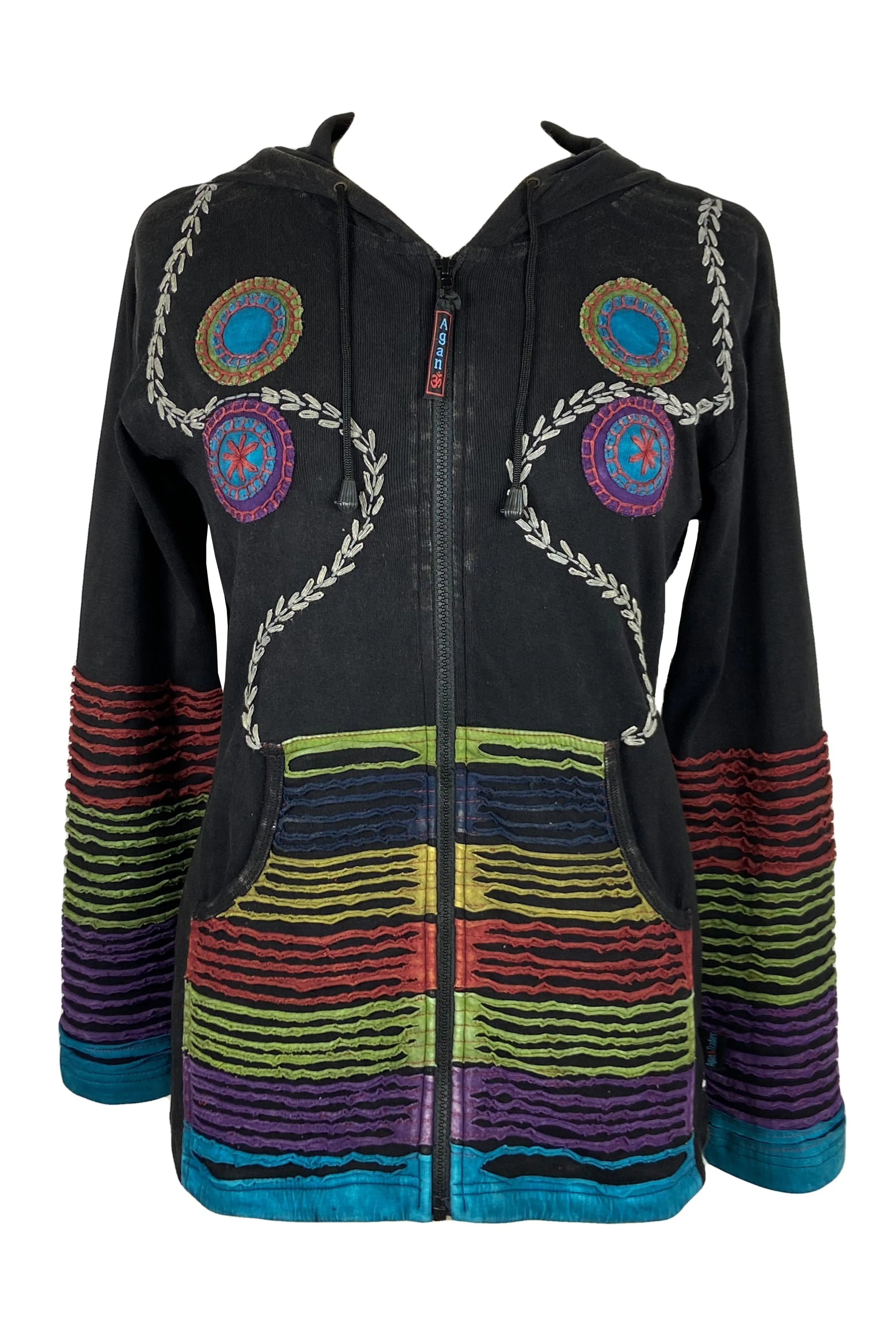 CJKT 31 Distressed Denim Distressed Bohemian Hoodie Jacket