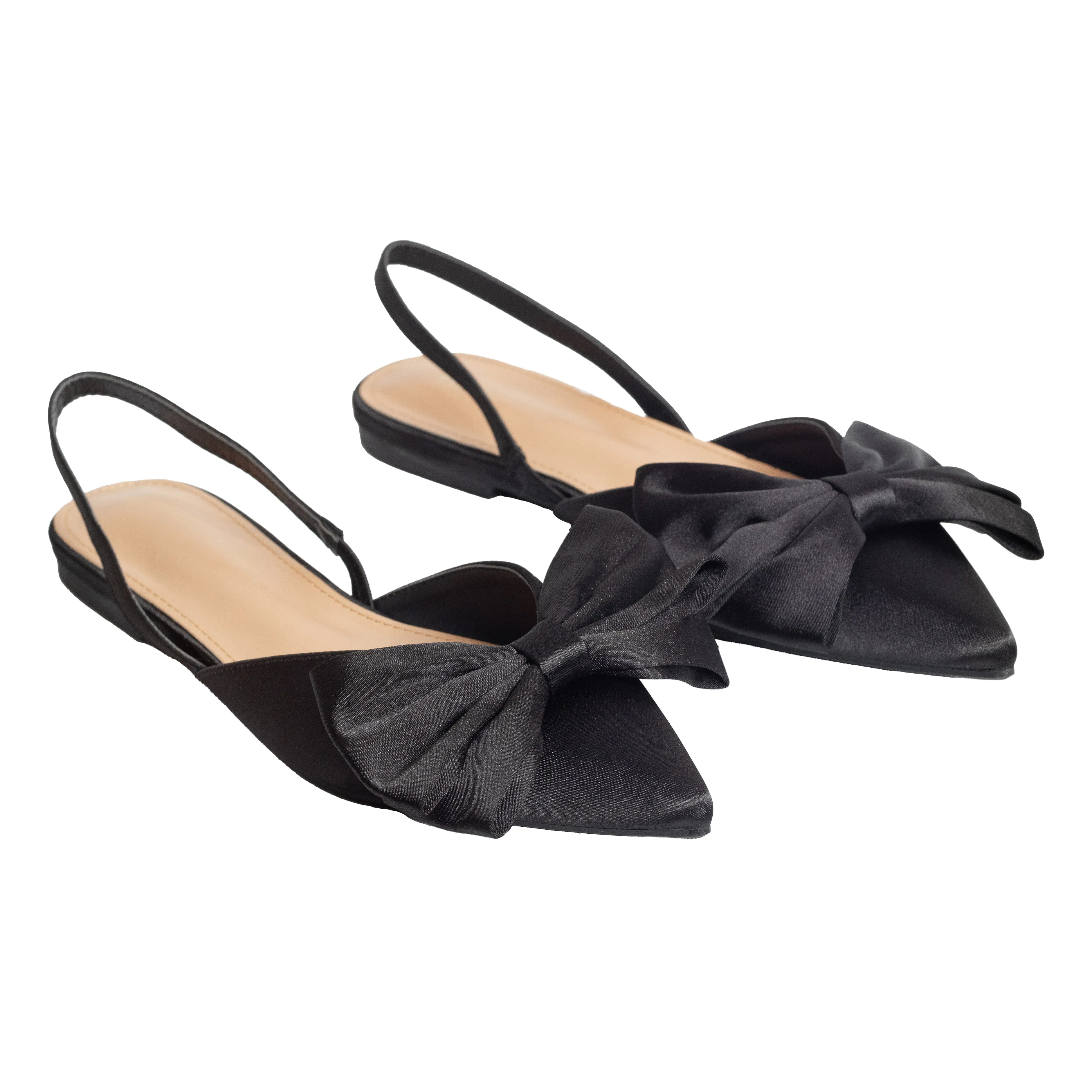 Claudia - Slingback Satin Pointed Toe Flats For Women