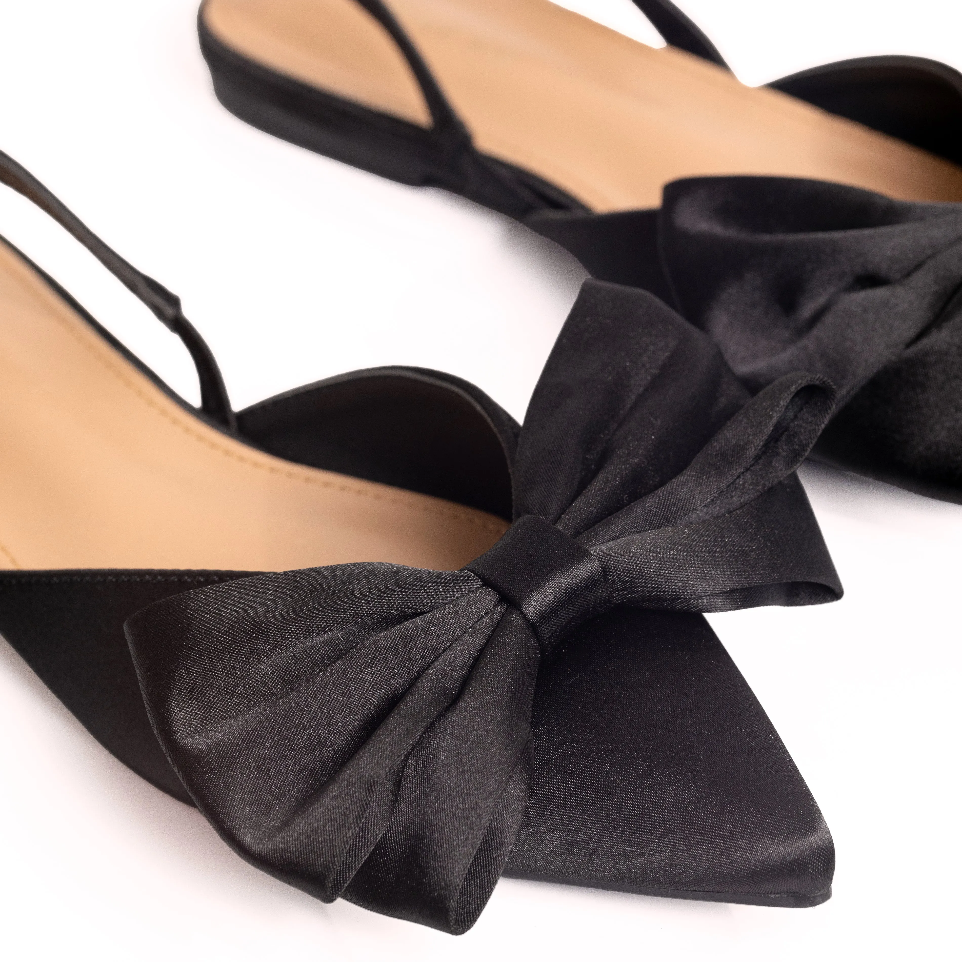 Claudia - Slingback Satin Pointed Toe Flats For Women