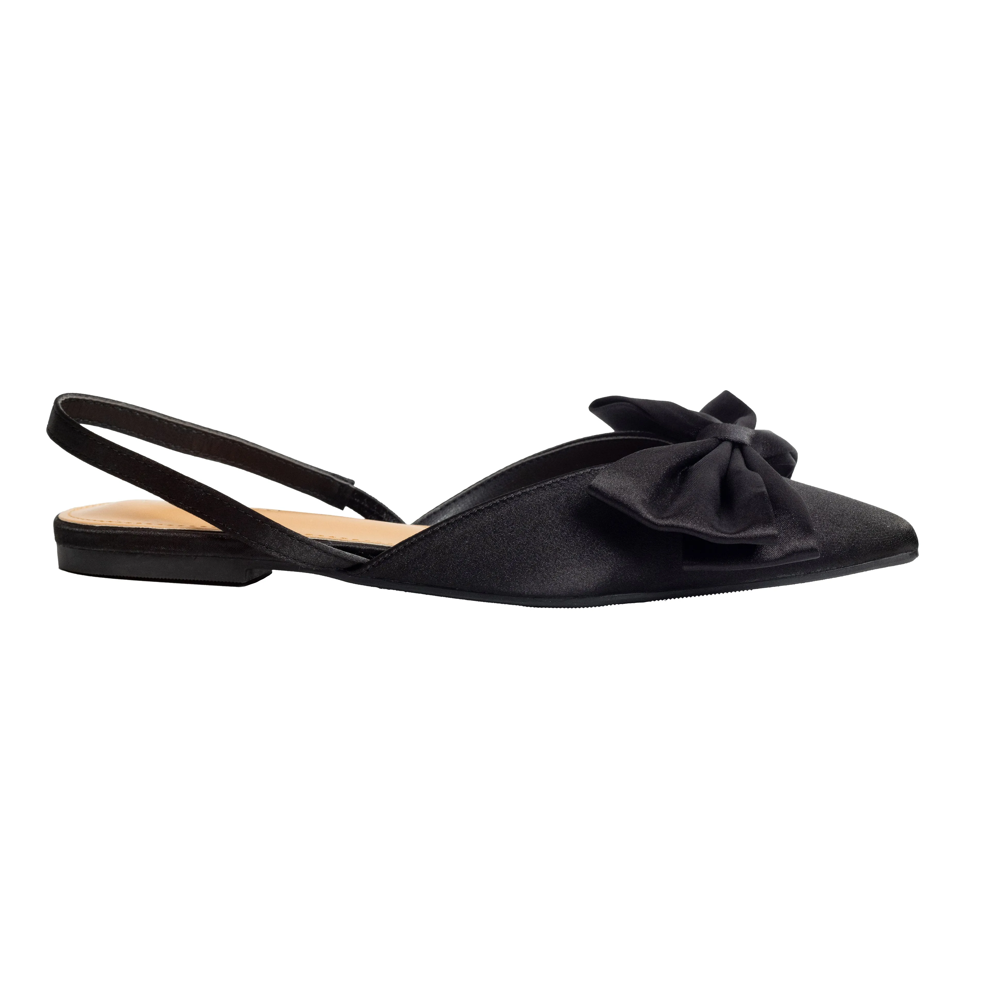 Claudia - Slingback Satin Pointed Toe Flats For Women
