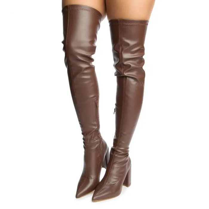 CLEARANCE $25 Brown Thigh High Boots