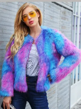 Color Mixing Short Coat Long Sleeve Coat Women