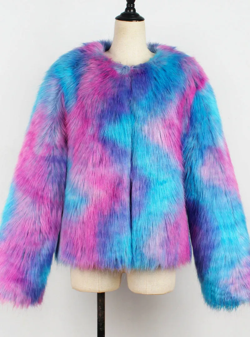 Color Mixing Short Coat Long Sleeve Coat Women
