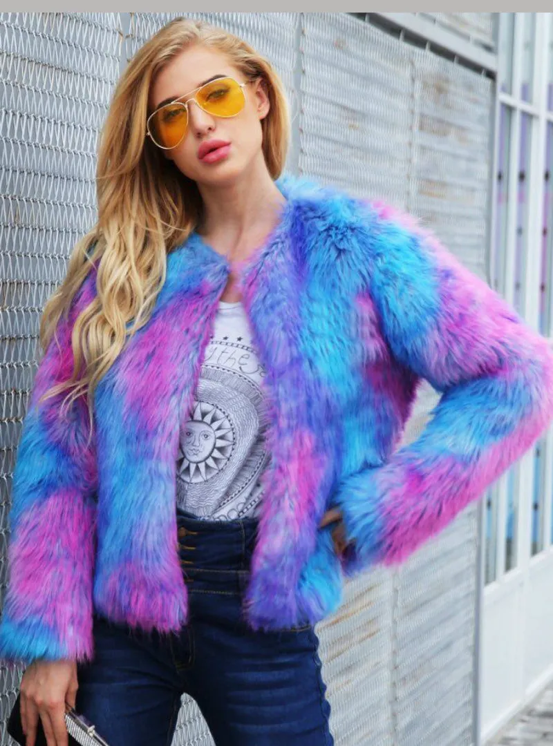 Color Mixing Short Coat Long Sleeve Coat Women