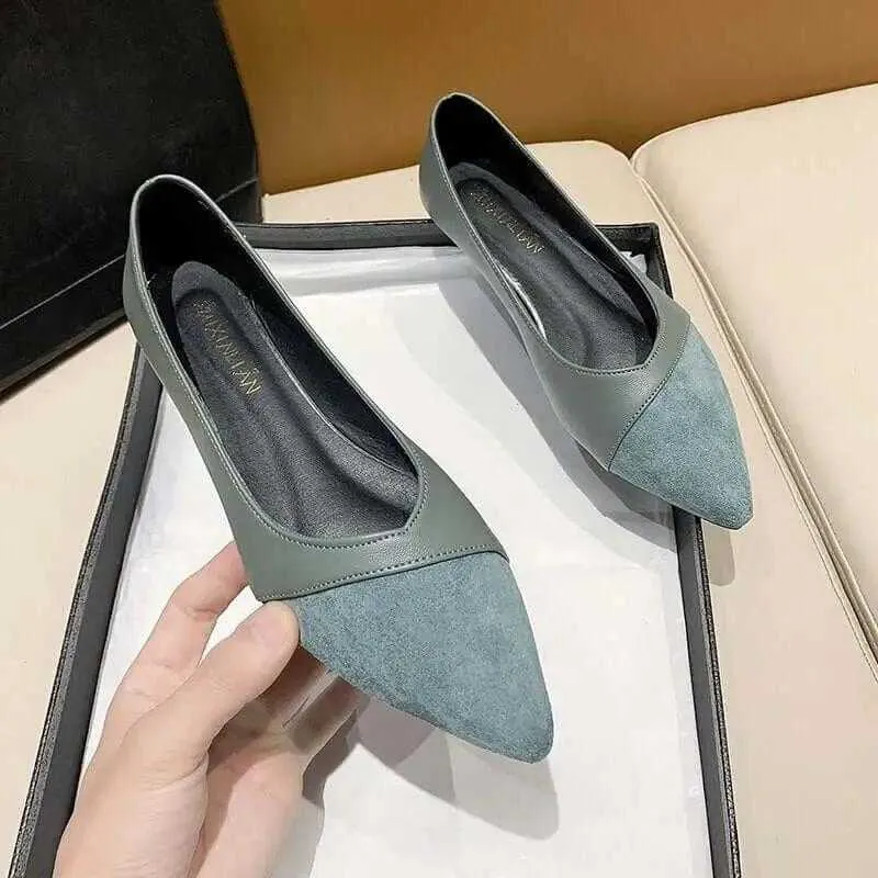 Comfortable Pointed Toe Suede Leather Flat Shoes Women