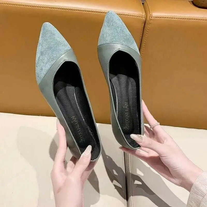 Comfortable Pointed Toe Suede Leather Flat Shoes Women