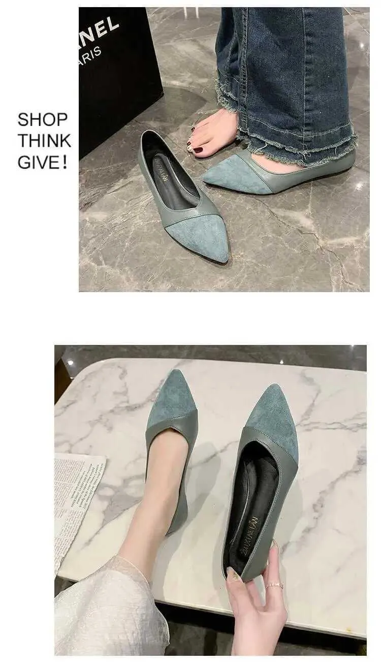 Comfortable Pointed Toe Suede Leather Flat Shoes Women