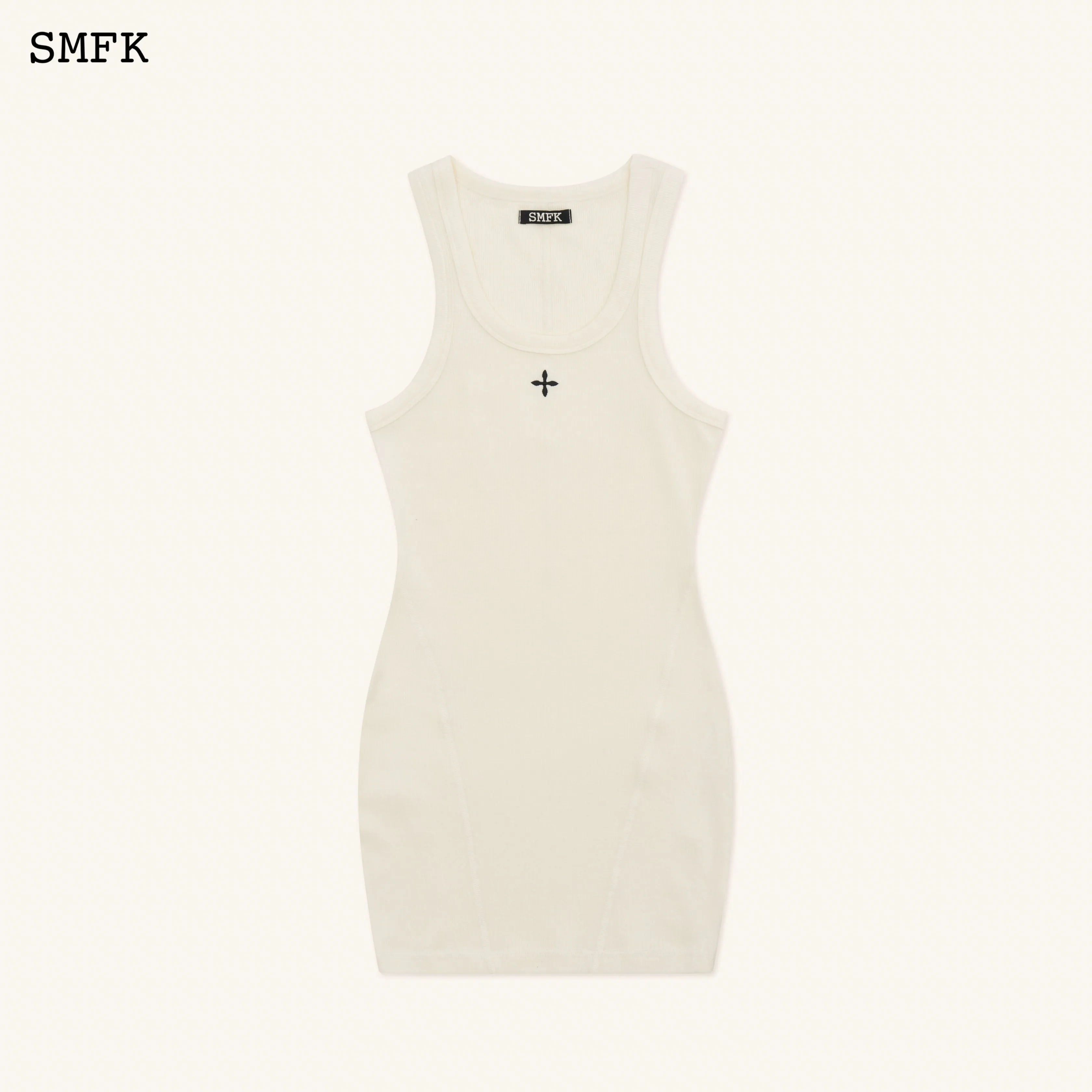 Compass Rove Stray Vest Dress In White