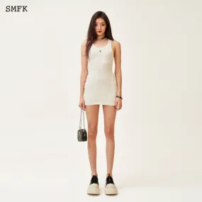 Compass Rove Stray Vest Dress In White