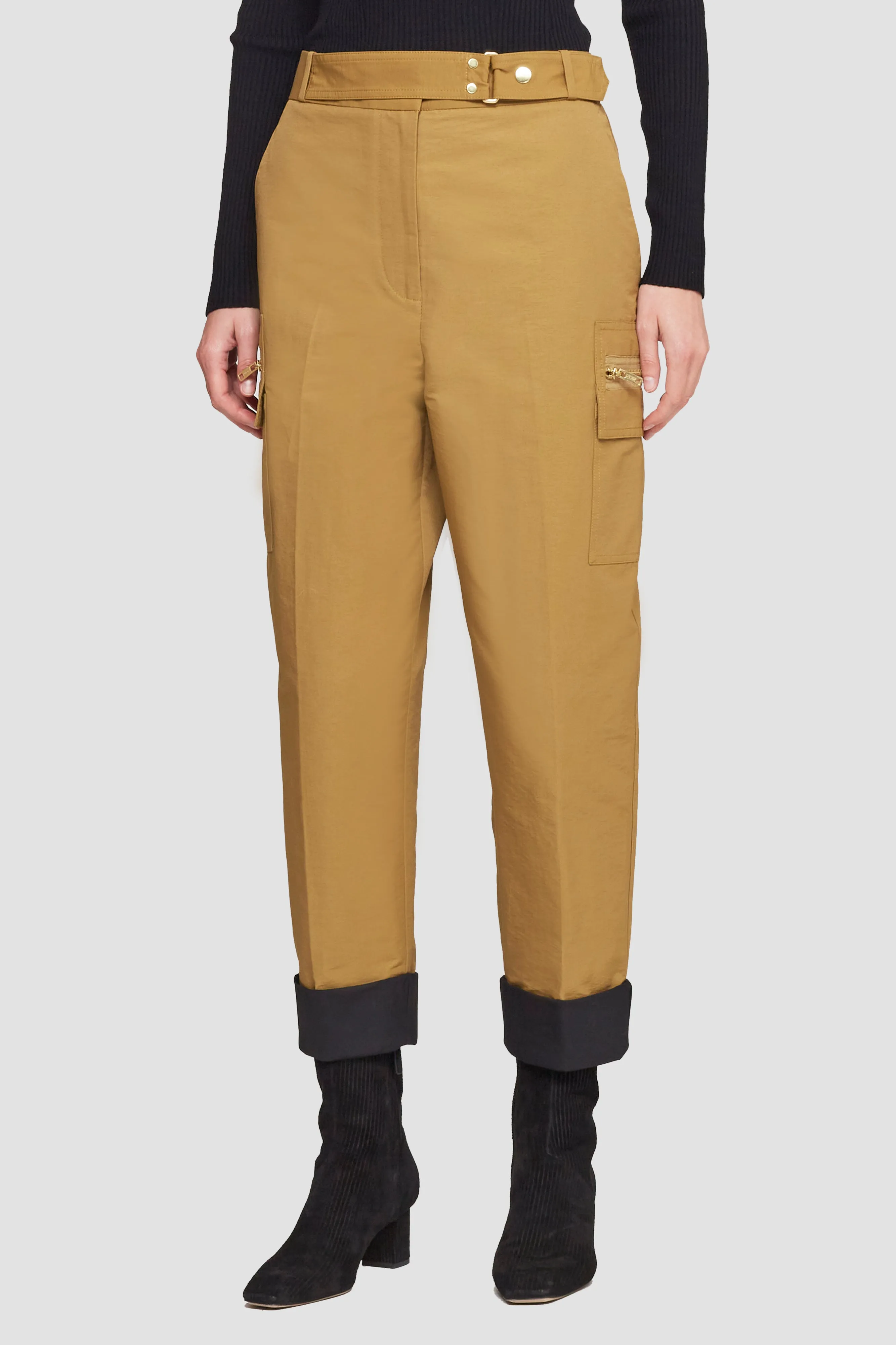 Cotton Nylon Faille Buckled Pant
