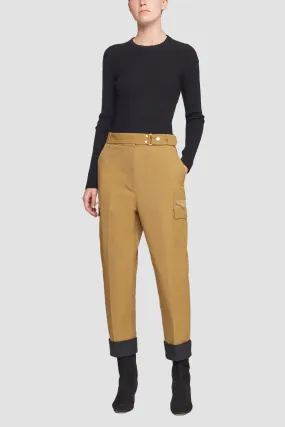 Cotton Nylon Faille Buckled Pant