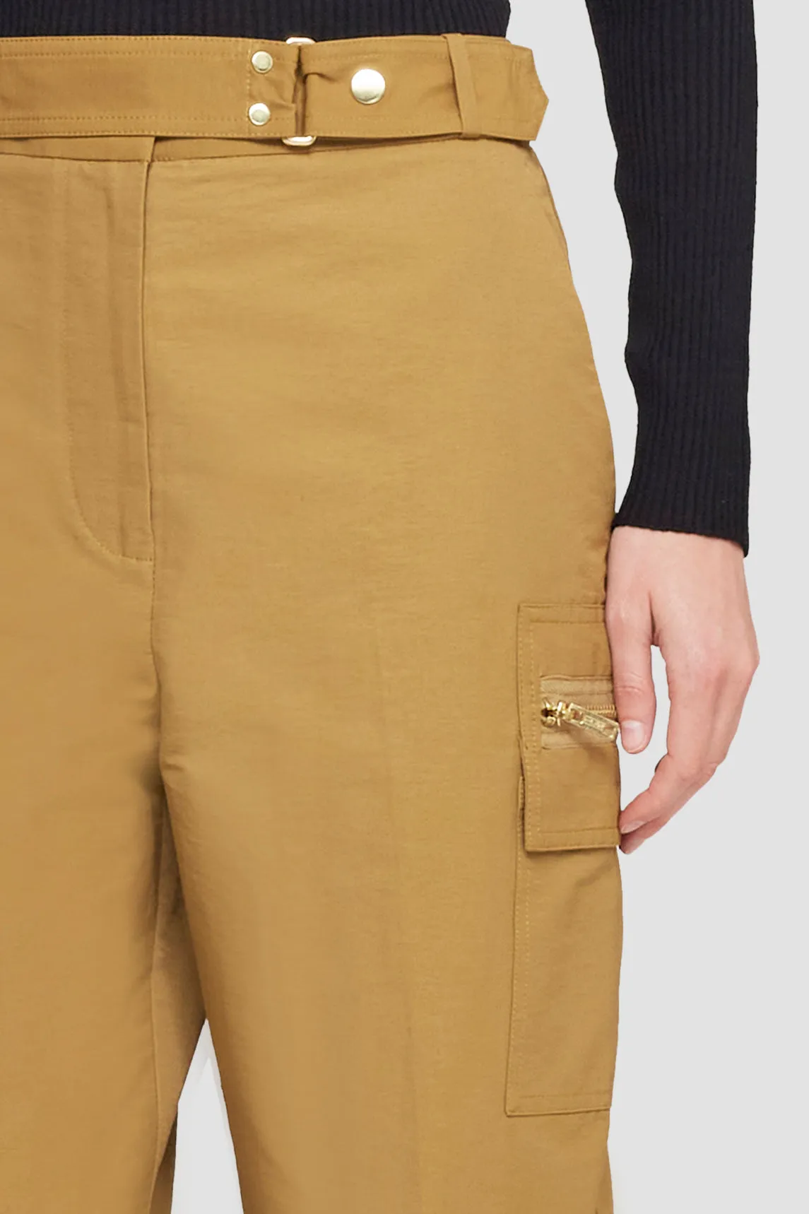Cotton Nylon Faille Buckled Pant