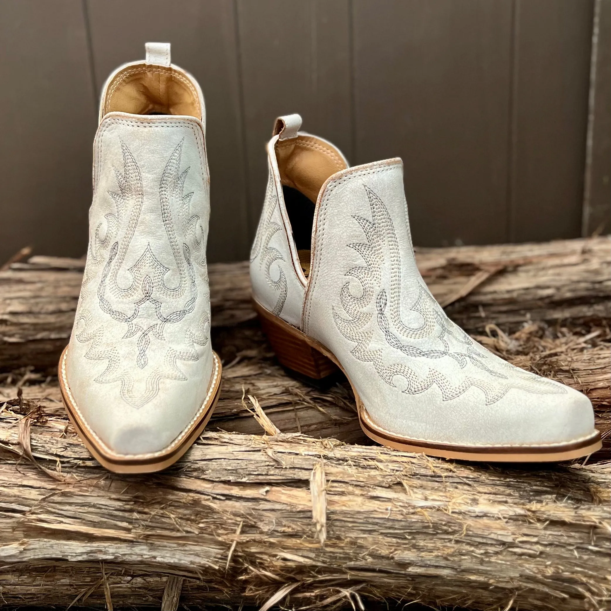 Cream Leather Hold A Grudge Booties