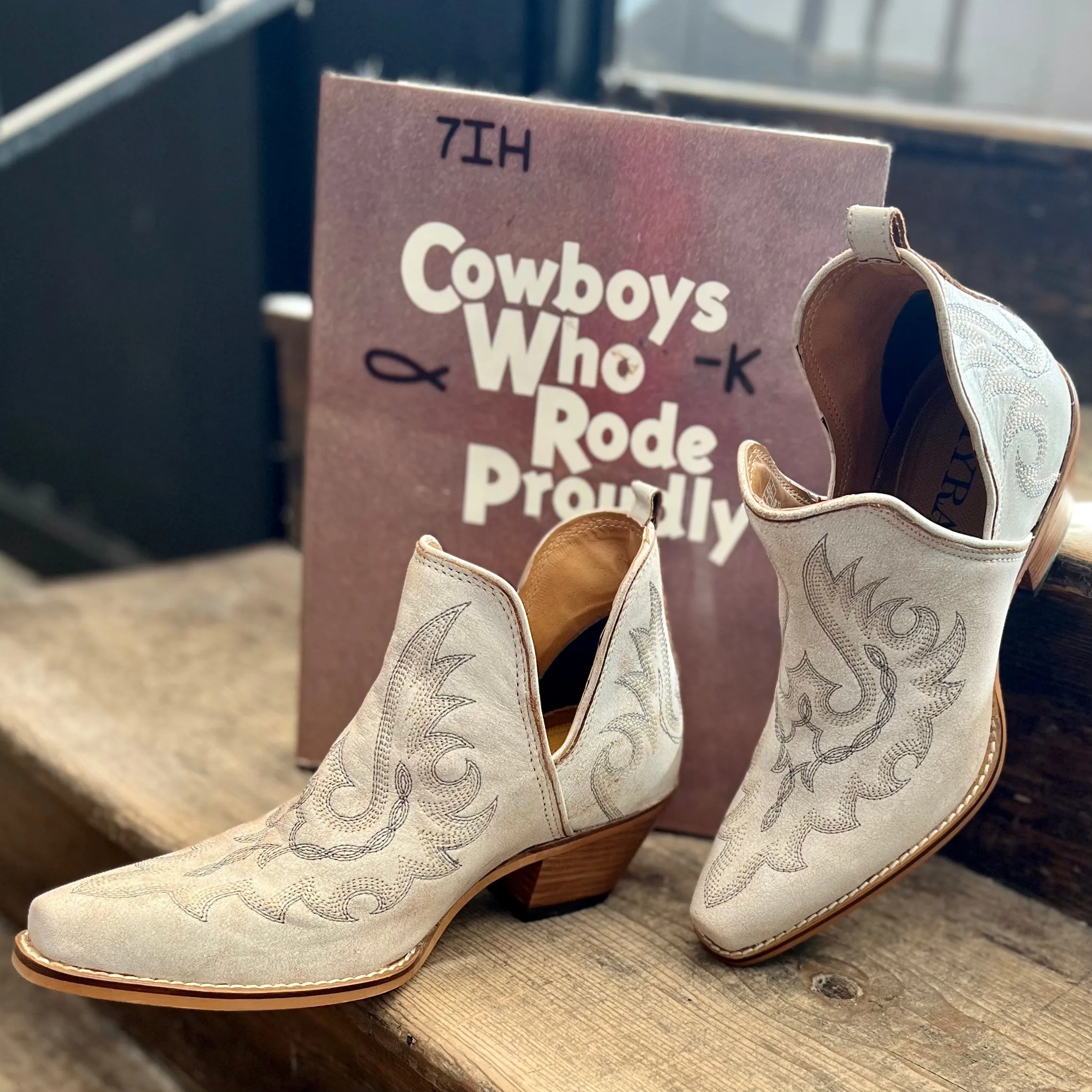 Cream Leather Hold A Grudge Booties