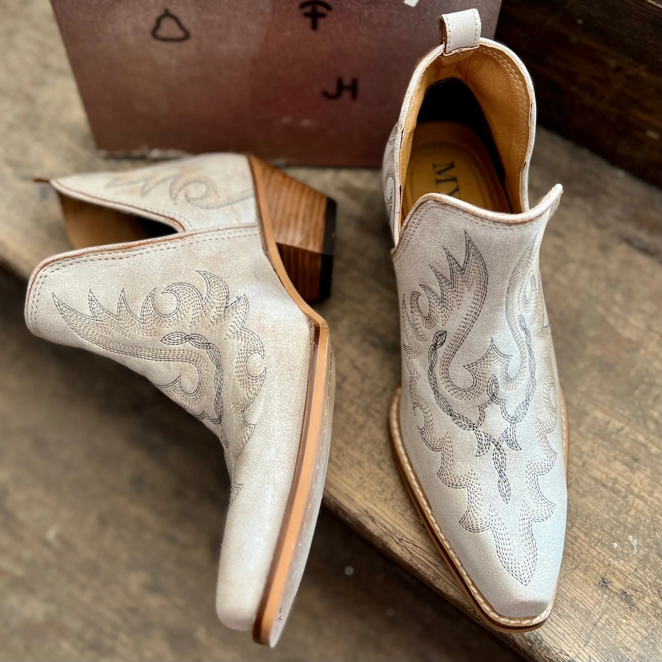 Cream Leather Hold A Grudge Booties