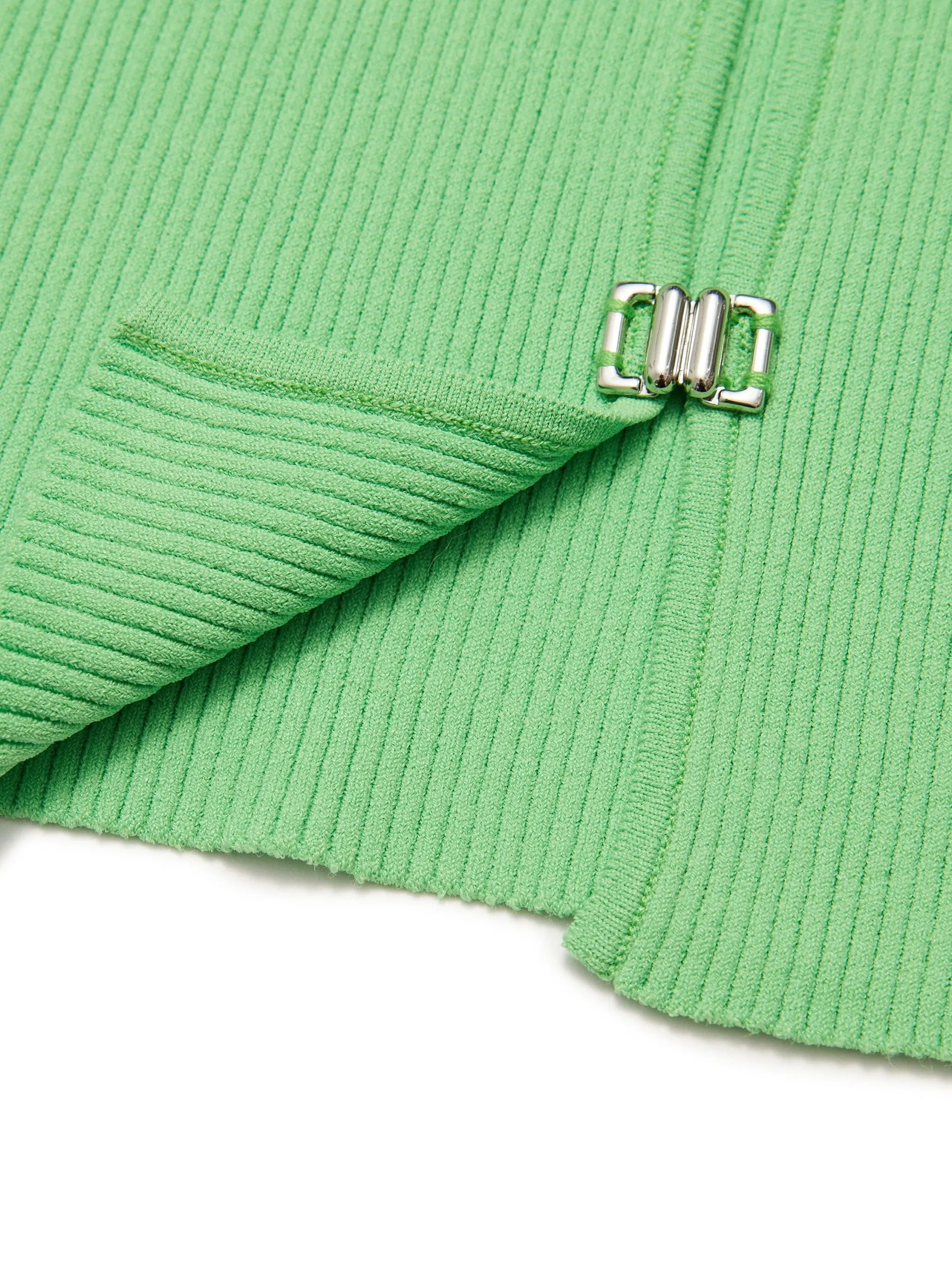 Cropped Metal Button Knit Cardigan