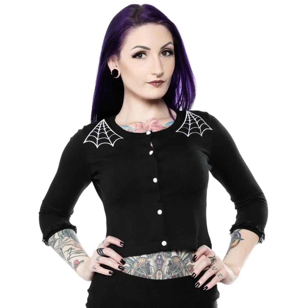 Cropped Web Cardigan