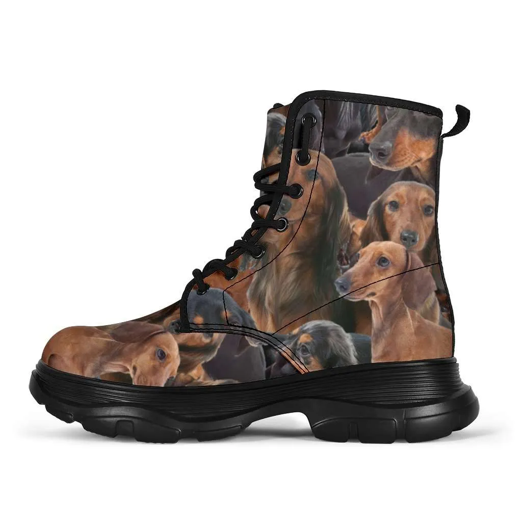 Dachshund Print Chunky Sneaker Walking Boots
