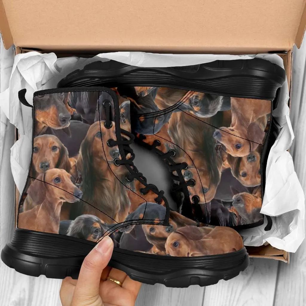 Dachshund Print Chunky Sneaker Walking Boots