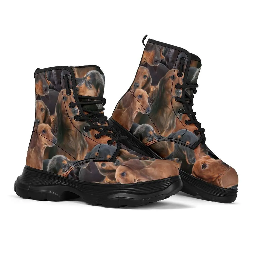Dachshund Print Chunky Sneaker Walking Boots