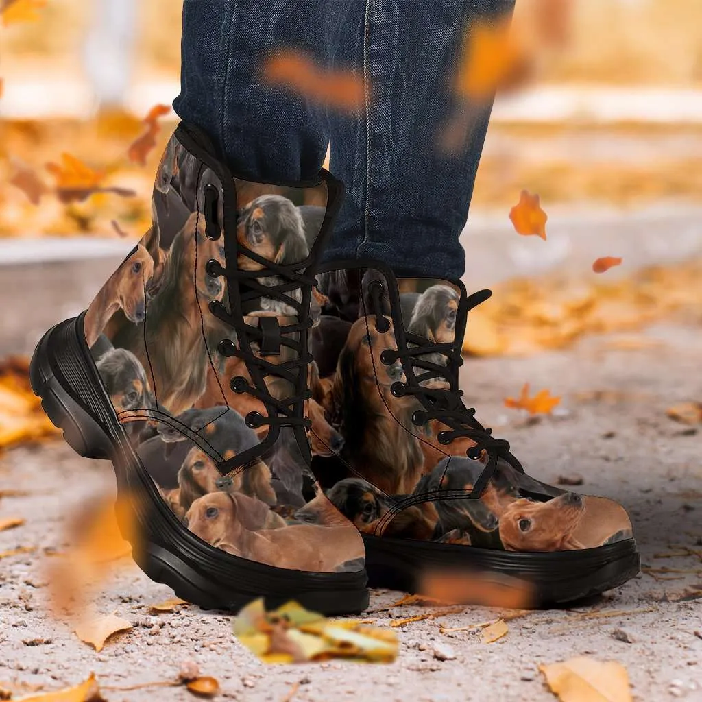 Dachshund Print Chunky Sneaker Walking Boots