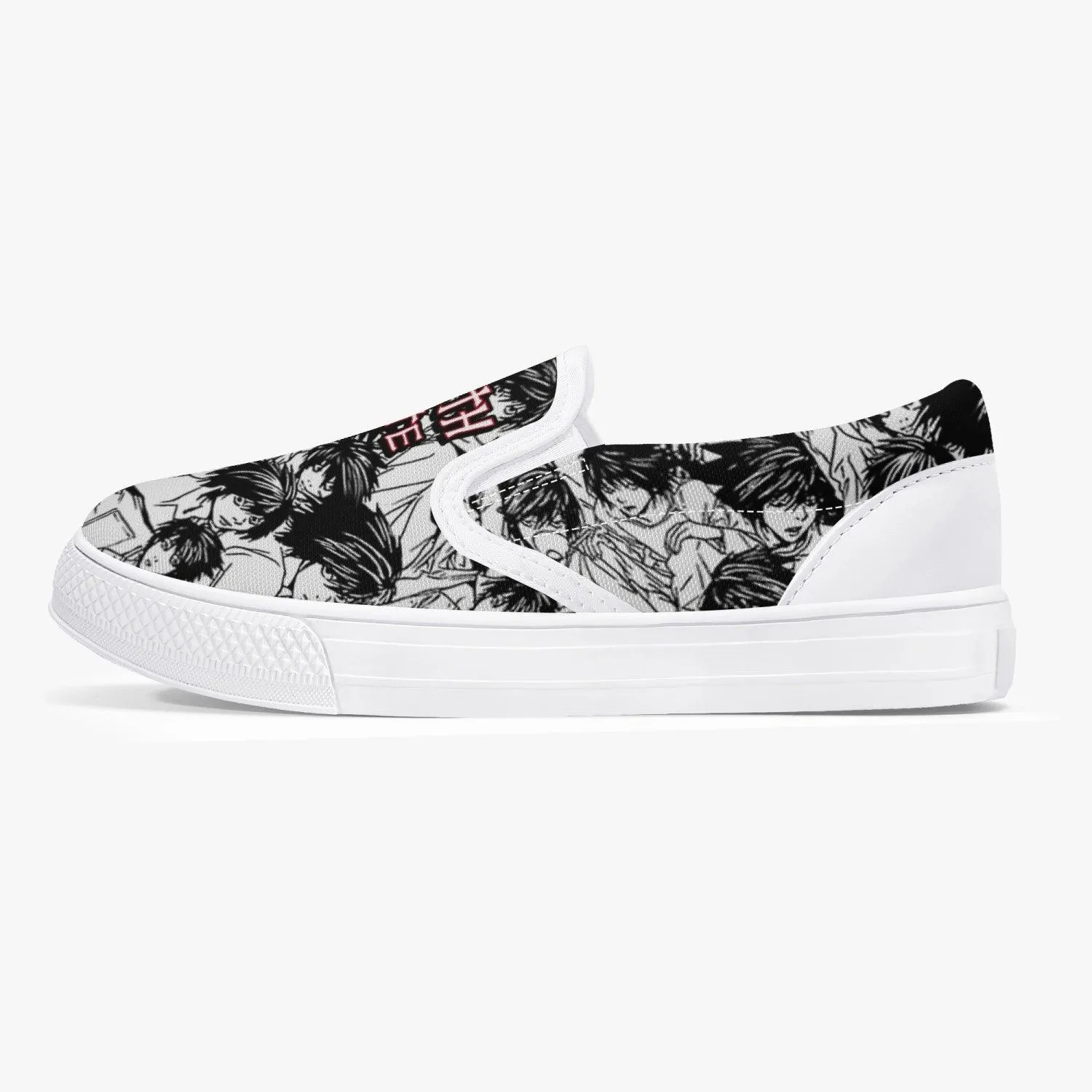 Death Note L Black White Kids Slip Ons Anime Shoes