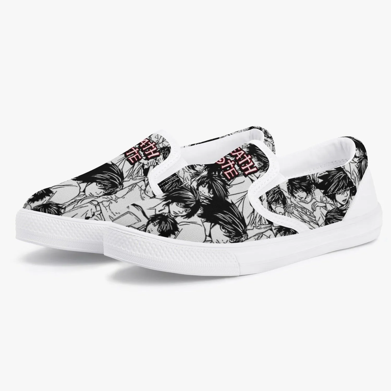 Death Note L Black White Kids Slip Ons Anime Shoes