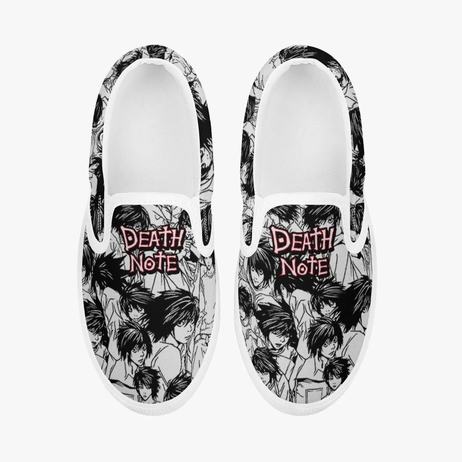 Death Note L Black White Kids Slip Ons Anime Shoes