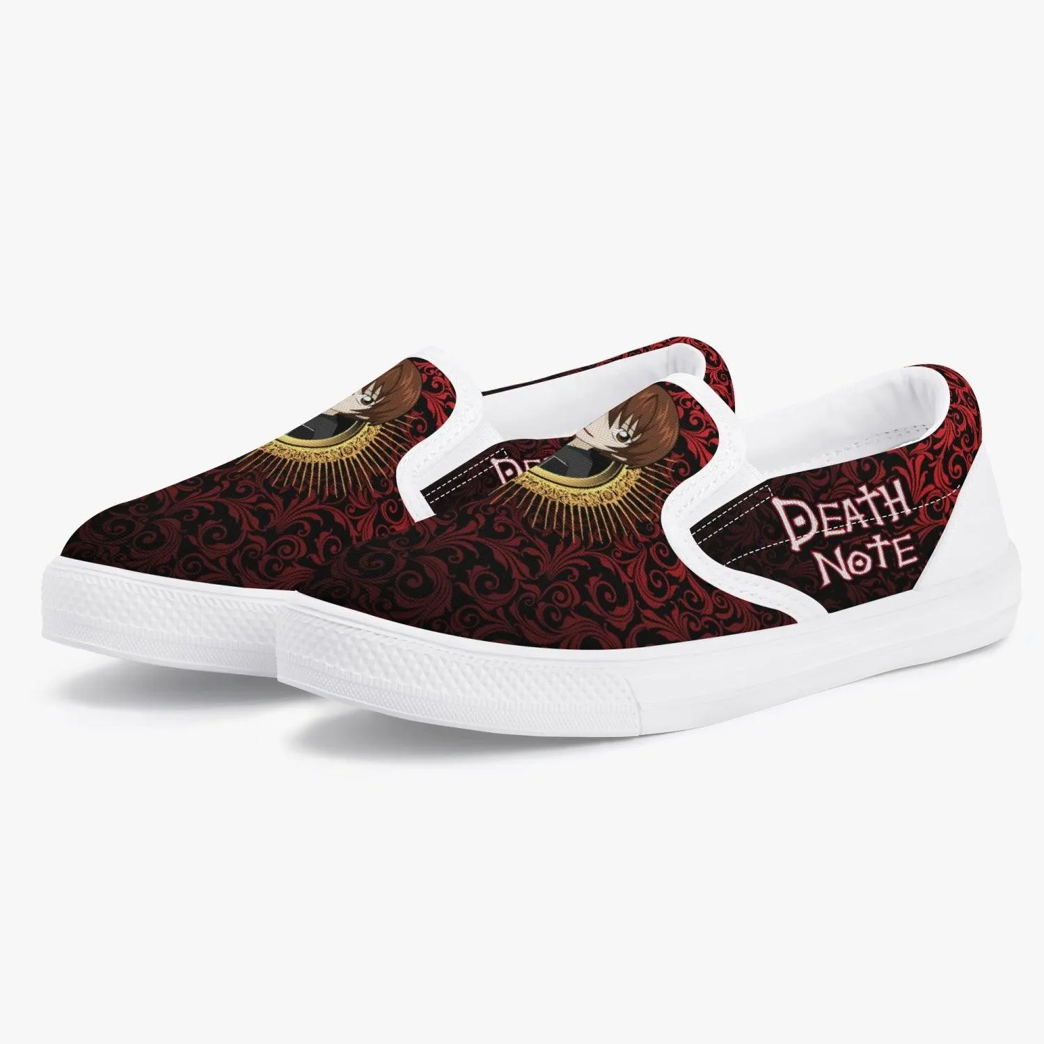 Death Note Light Yagami Red Kids Slip Ons Anime Shoes