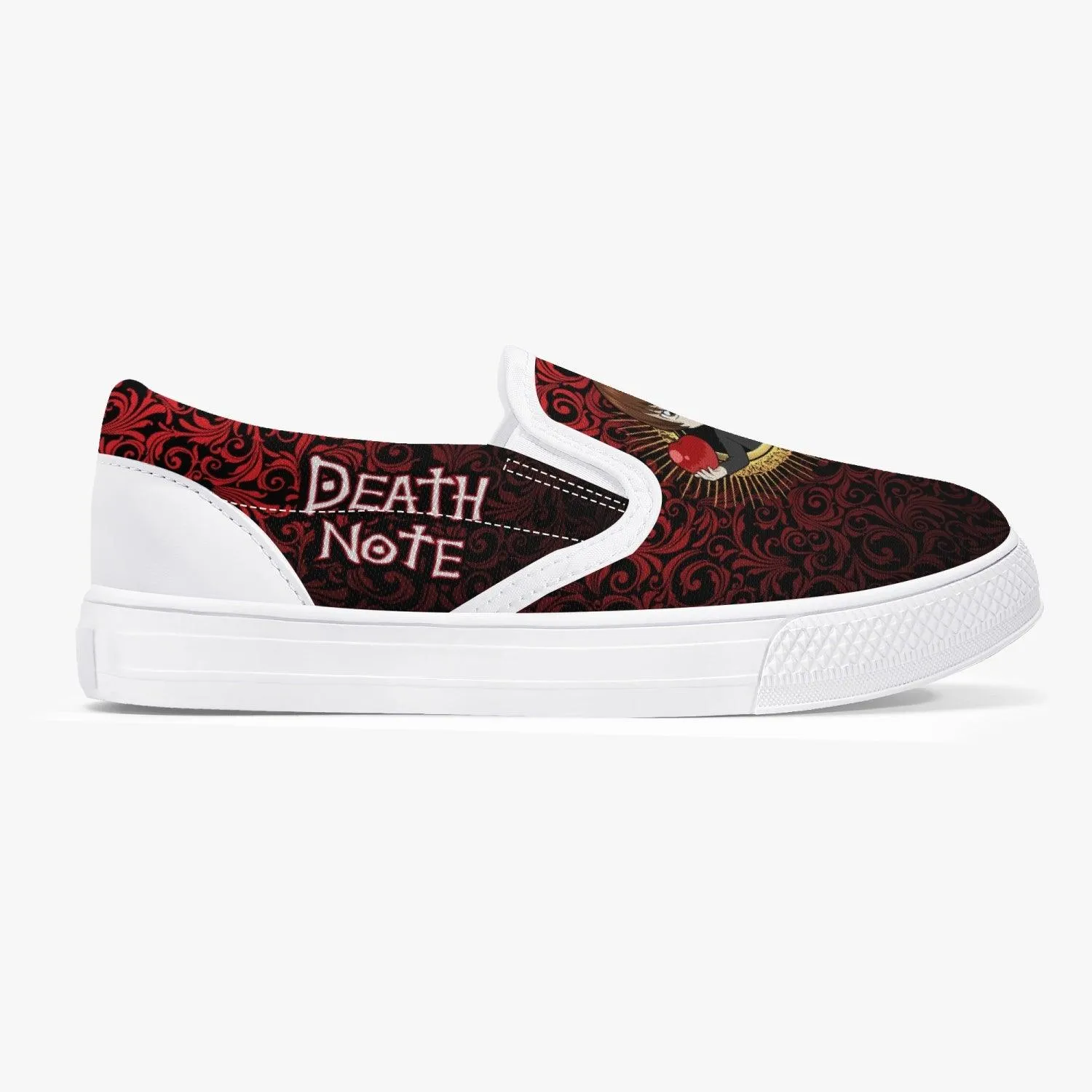 Death Note Light Yagami Red Kids Slip Ons Anime Shoes