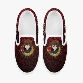 Death Note Light Yagami Red Kids Slip Ons Anime Shoes