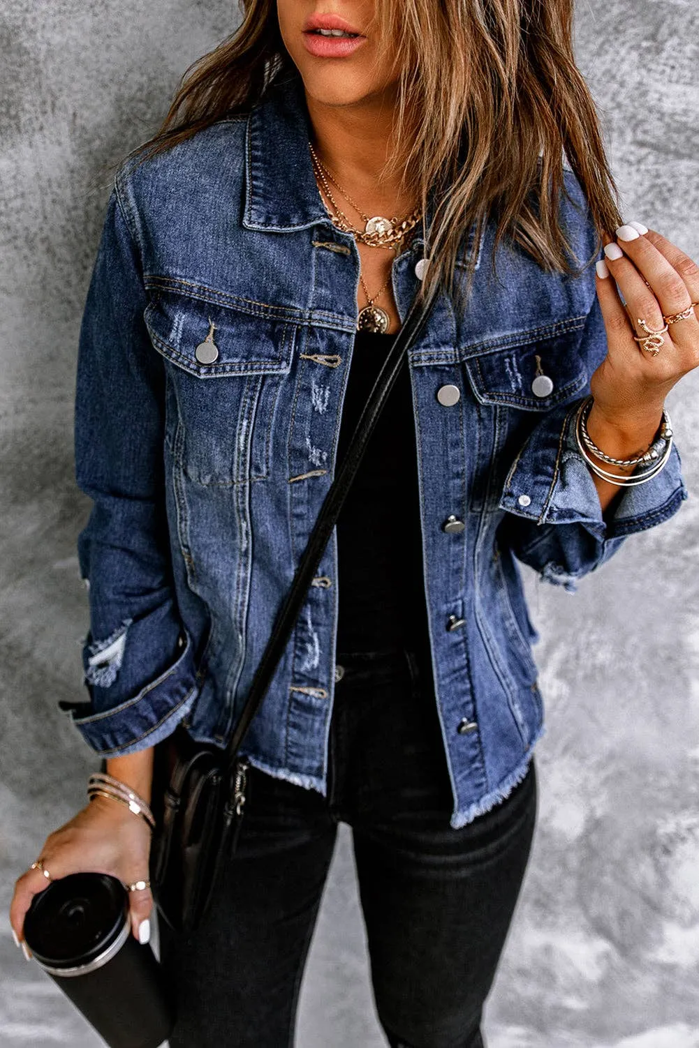 Denim Distressed Jacket