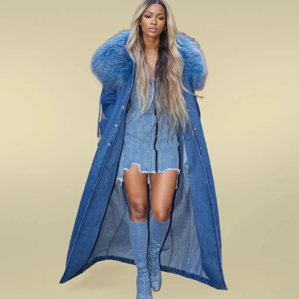 Denim Windbreak Long  Coat