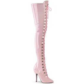 Domination Patent Stretch Baby Pink Thigh High Boots