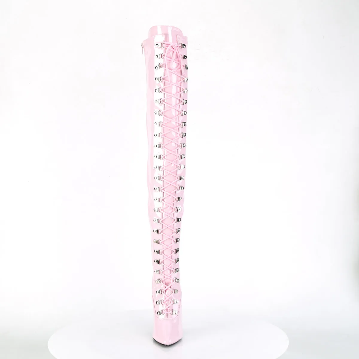 Domination Patent Stretch Baby Pink Thigh High Boots