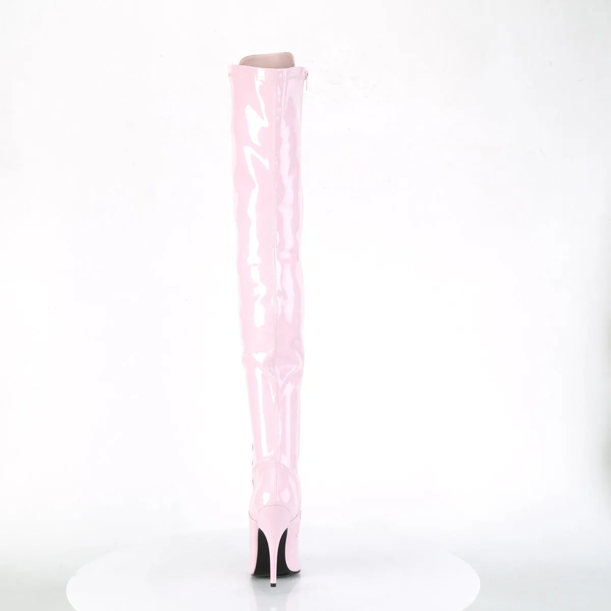 Domination Patent Stretch Baby Pink Thigh High Boots