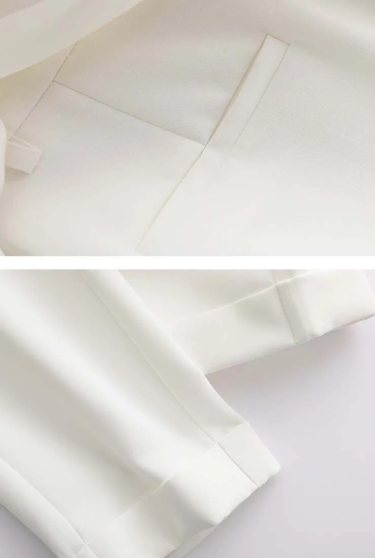 Double-Button Blazer & Straight-Leg Stretch Pants Suits
