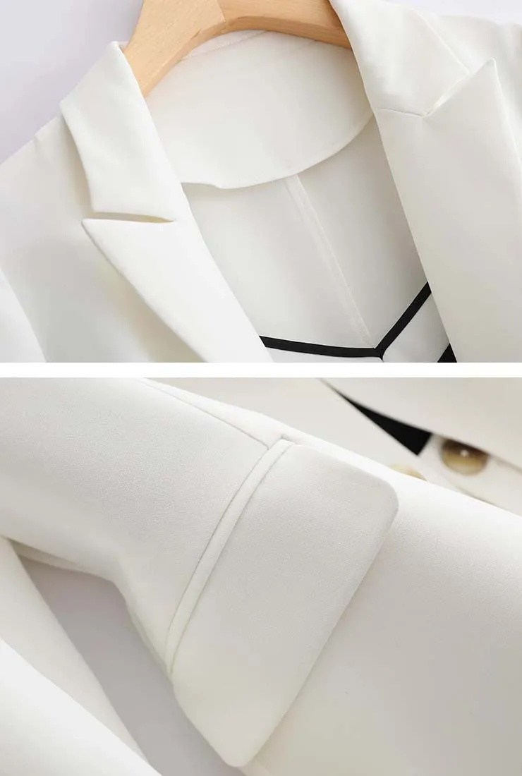 Double-Button Blazer & Straight-Leg Stretch Pants Suits