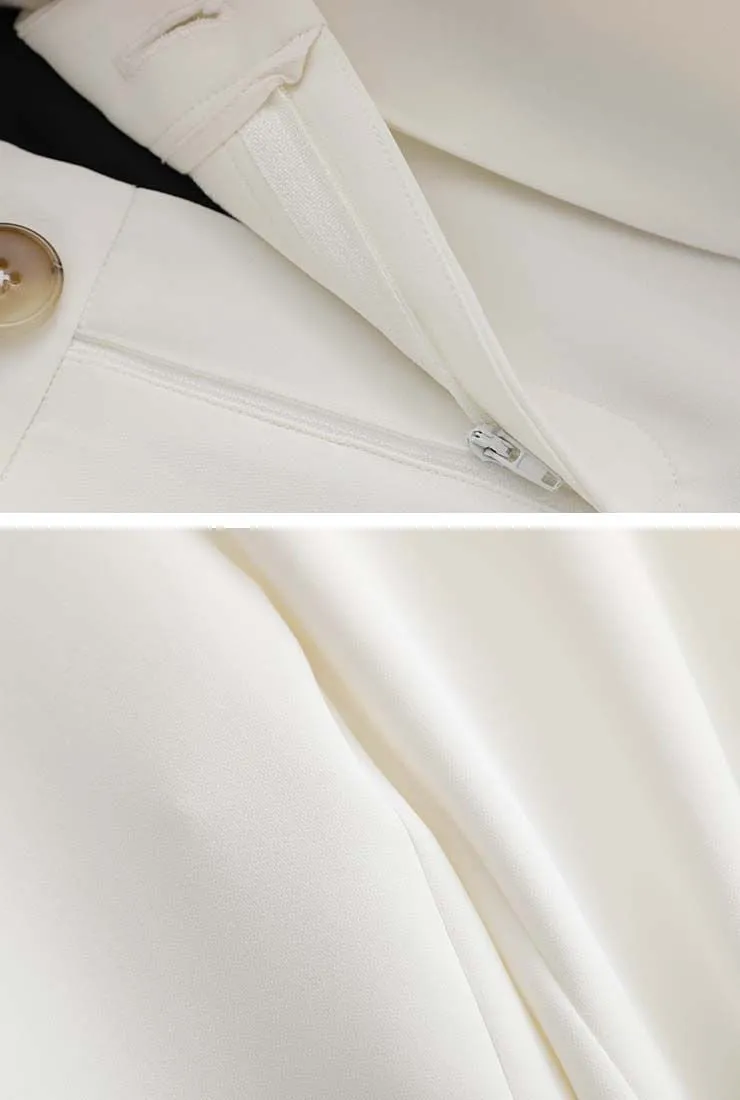 Double-Button Blazer & Straight-Leg Stretch Pants Suits