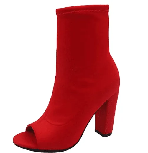 Elastic Peep Toe Stretch Slip-On Booties Insanity